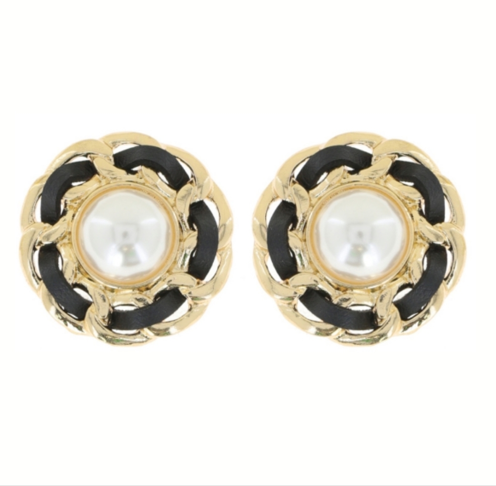 Classic Silver Black Sophisticated Designer Earrings Pearl Clip Business…
